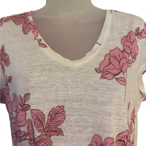 GORGEOUS     Floral Cap Sleeve Linen Top   LARGE         #2 - Picture 2 of 8